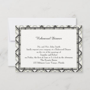 Black and White Plaid Wedding Rehearsal Invitation