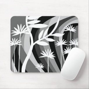 Black and White Plant Design Mouse Mat