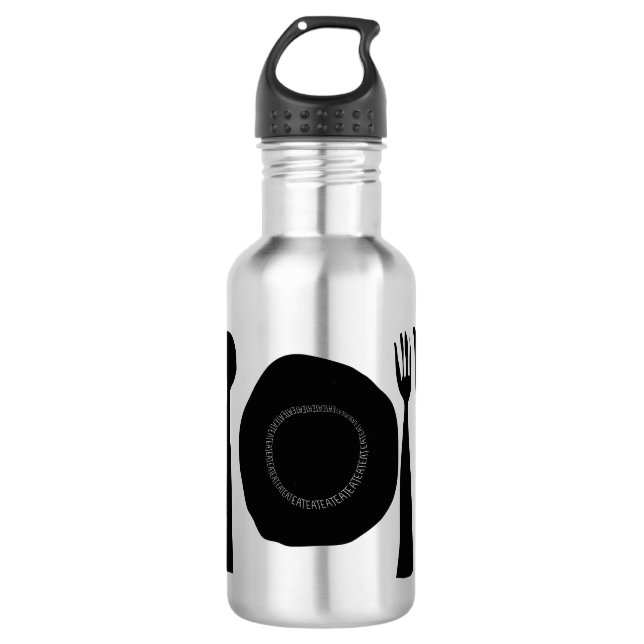 Black and White Plate and Utensils 532 Ml Water Bottle (Front)