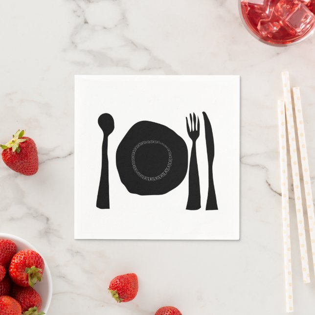 Black and White Plate and Utensils Napkin (Insitu)