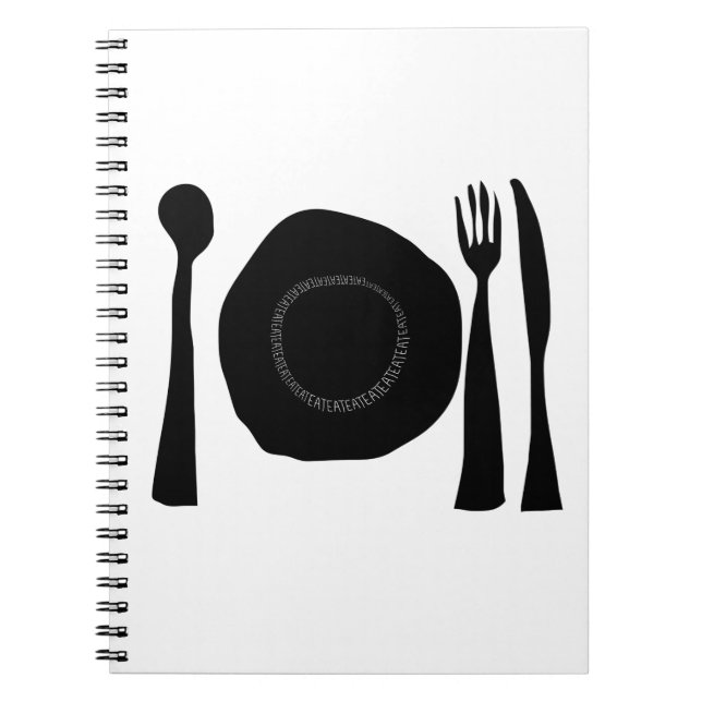 Black and White Plate and Utensils Notebook (Front)