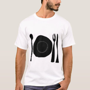 Black and White Plate and Utensils T-Shirt