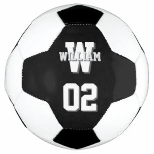Black and White Player Name and Team Number Football