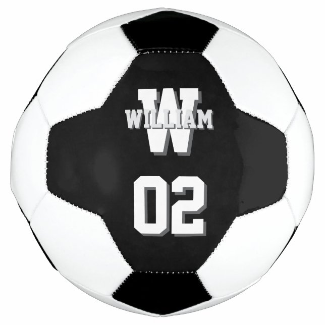 Black and White Player Name and Team Number Football (Front)