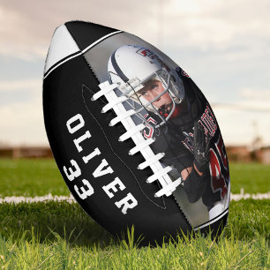Black and White Player's Name Number Photo American Football