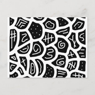 Black and white playful pattern postcard