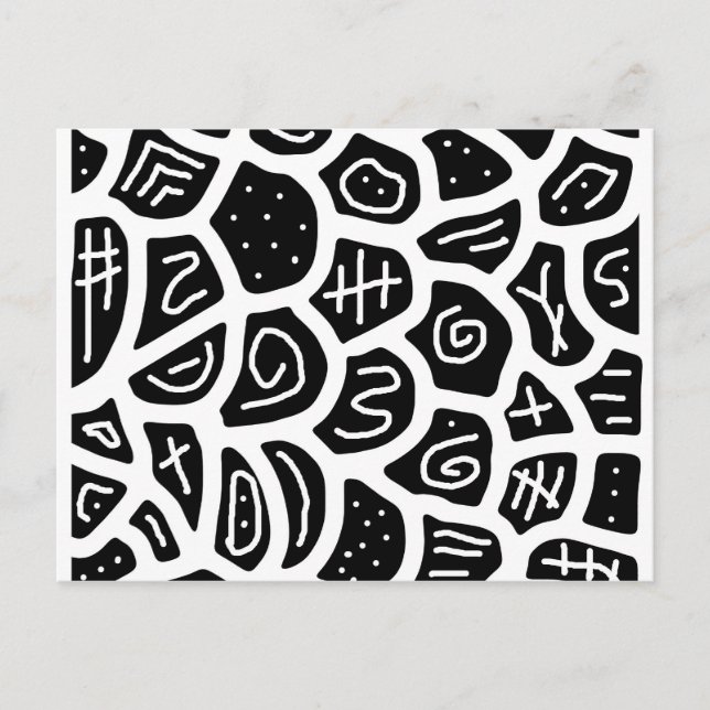 Black and white playful pattern postcard (Front)