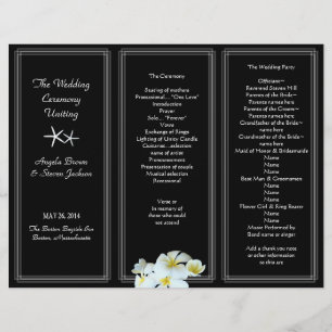Black and White Plumeria Wedding Program Template