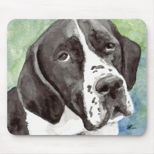 Black and White Pointer Dog Mouse Mat (Front)