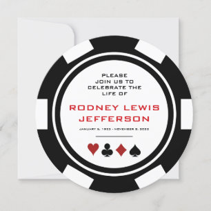 Black and White Poker Chip Celebration of Life