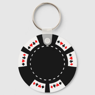 Black and White Poker Chip Key Ring
