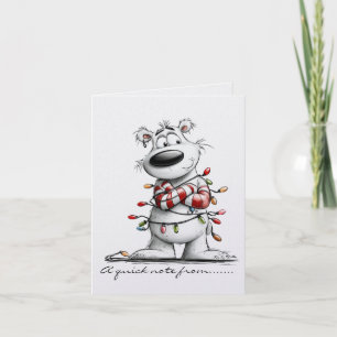 Black and White Polar Bear With Colored Lights Note Card