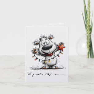 Black and White Polar Bear With Colored Lights Note Card