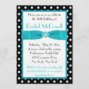 Black and White Polka Dot 30th Birthday Invitation