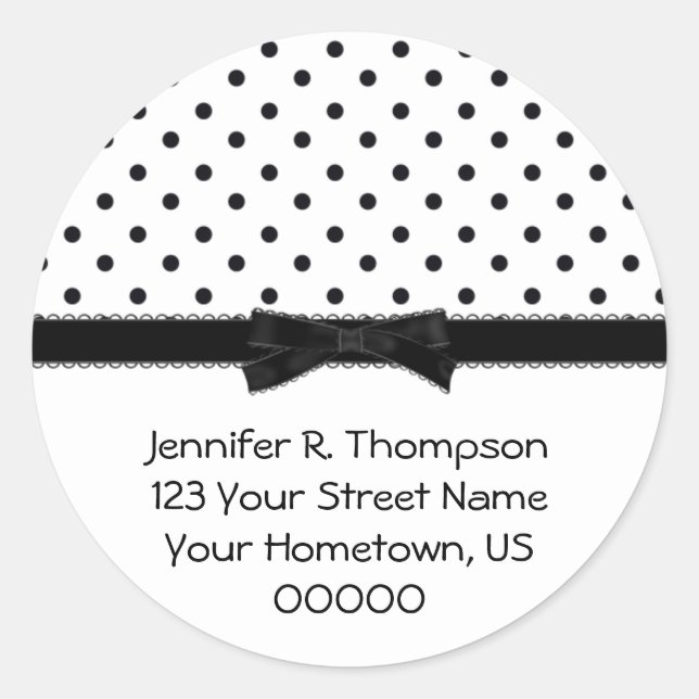 Black and White Polka Dot Address Stickers (Front)