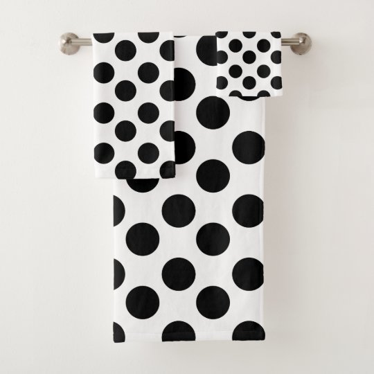 Black and White Polka Dot Bath Towel Set | Zazzle.co.uk