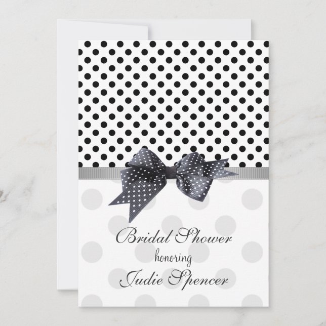 Black and white polka dot Bridal shower Invitation (Front)