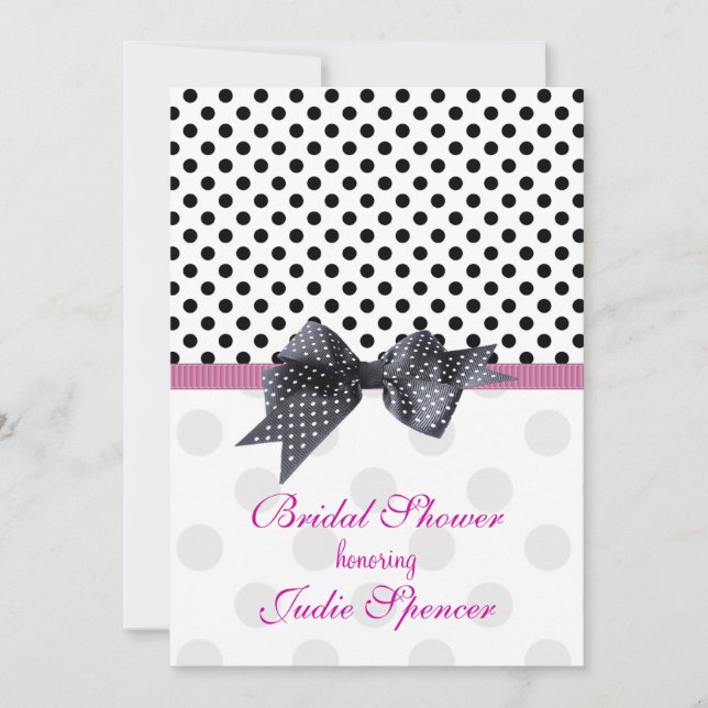 Black and white polka dot Bridal shower Invitation (Front)