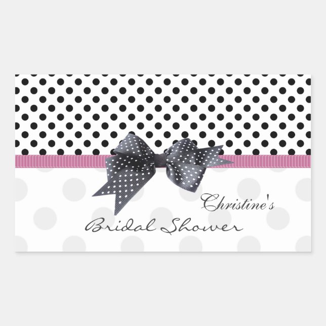 Black and white Polka dot Bridal Shower Sticker (Front)