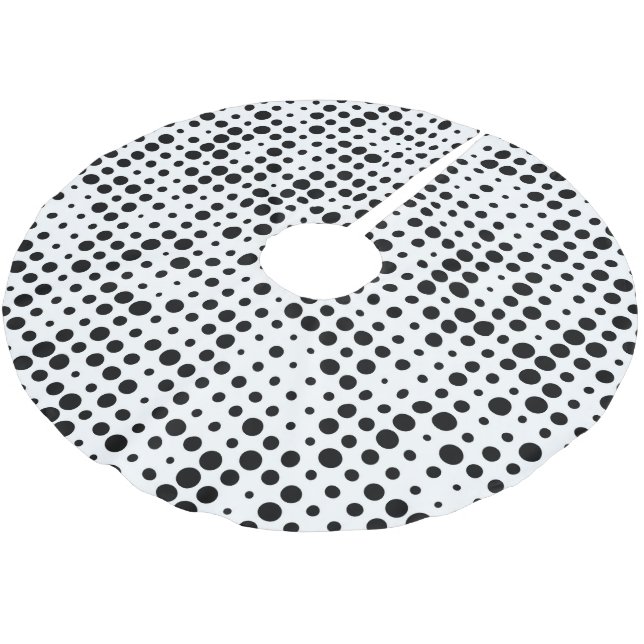 Black and White Polka Dot Brushed Polyester Tree Skirt (Angled)