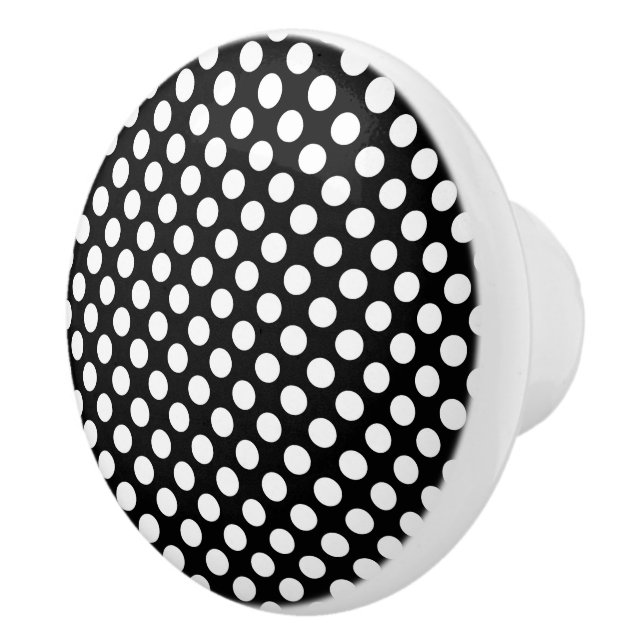 Black and White Polka Dot Ceramic Knob (Right)