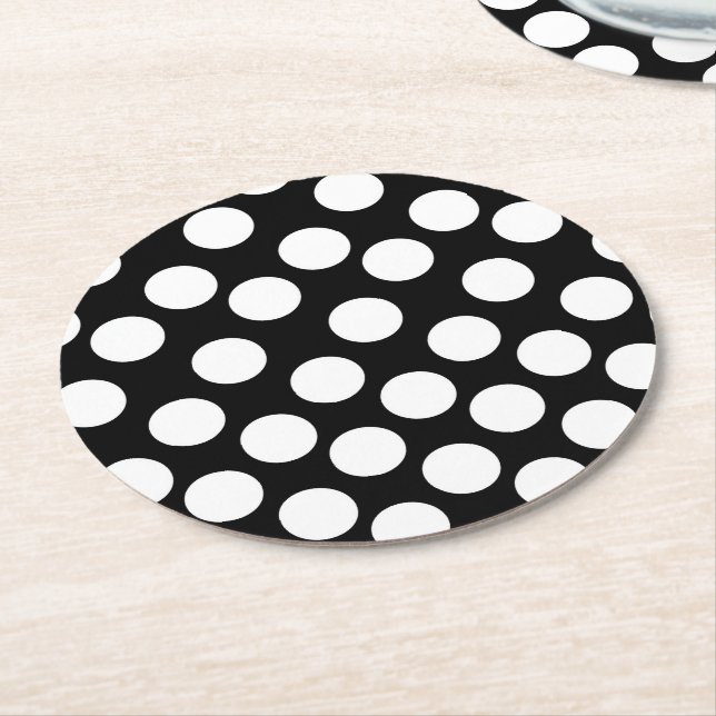 Black and White Polka Dot Coaster (Angled)