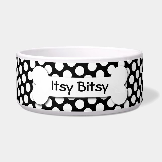 Black and White Polka Dot Dog Bone (Front)