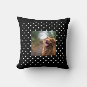 Black and white polka dot Dog pic Cushion