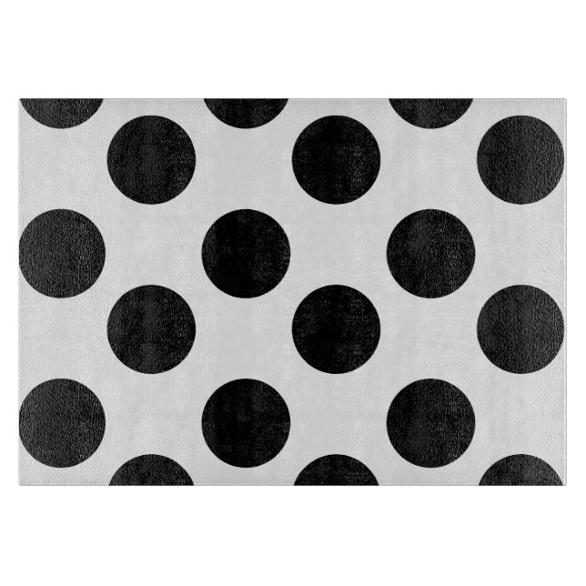 Black and White Polka Dot Glass Cutting Board (Front)