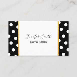 Black and White Polka Dot Gold Foil Trim Business Card