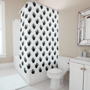 Black and White Polka Dot Handprints Shower Curtain
