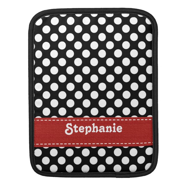 Black and White Polka Dot iPad Sleeve (Back)