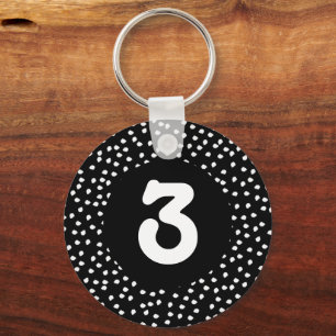 Black and White Polka Dot Key Ring