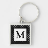 Black and White Polka Dot Modern Monogram