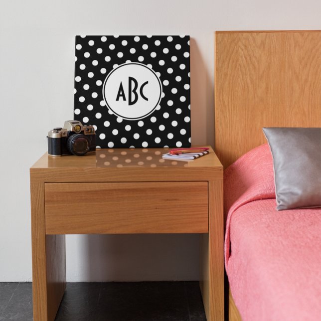 Black and White Polka Dot Monogram Canvas Print (Creator Uploaded)