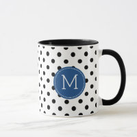 Black And White Polka Dot Navy-Blue Accents