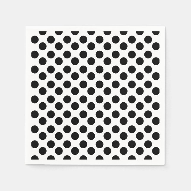 Black and White Polka Dot Paper Napkin (Front)
