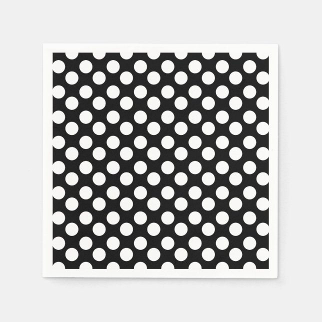 Black and White Polka Dot Paper Napkin (Front)