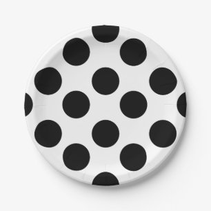 Black and White Polka Dot Paper Plates