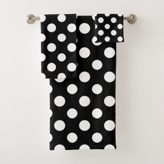 Black and White Polka Dot Pattern Bath Towel Set | Zazzle.co.uk