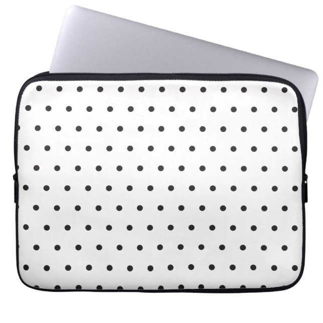 Black and White Polka Dot Pattern – Classic Minima Laptop Sleeve (Front)