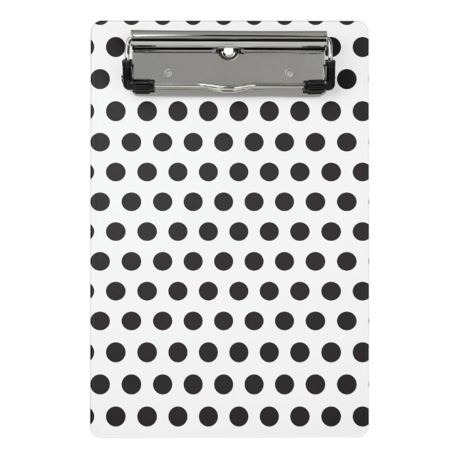 Black and White Polka Dot Pattern – Classic Minima Mini Clipboard (Front)