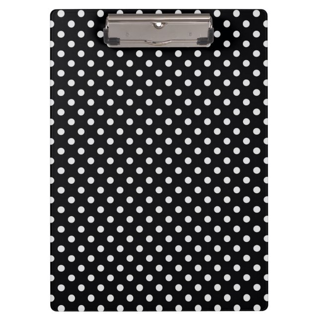 Black and White Polka Dot Pattern Clipboard (Front)