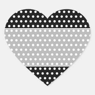 Black and White Polka Dot Pattern. Spotty. Heart Sticker
