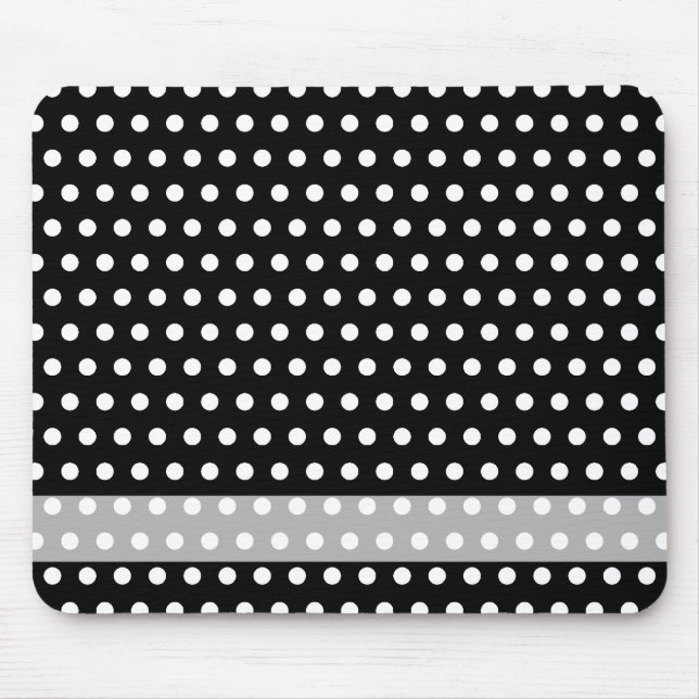 Black and White Polka Dot Pattern. Spotty. Mouse Mat (Front)