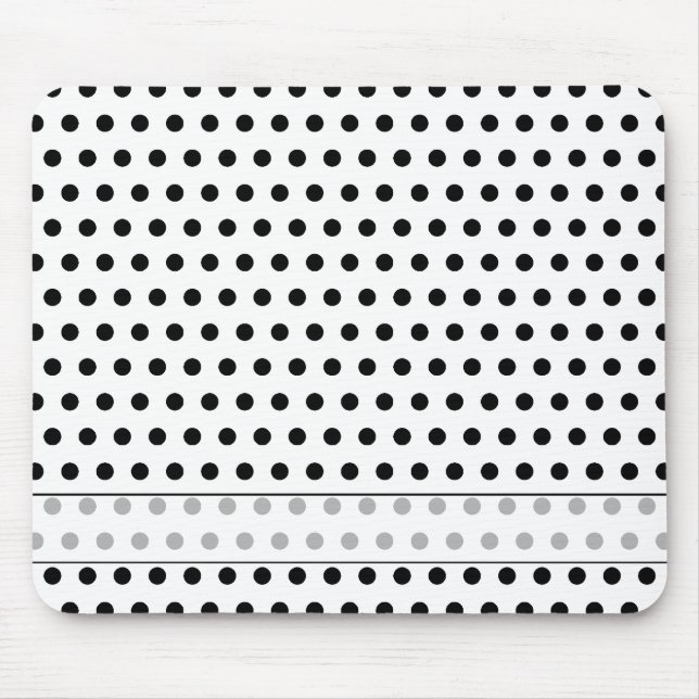 Black and White Polka Dot Pattern. Spotty. Mouse Mat (Front)