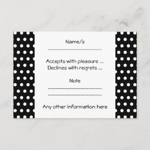 Black and White Polka Dot Pattern. Spotty. RSVP Card