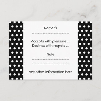 Black and White Polka Dot Pattern. Spotty. RSVP Card
