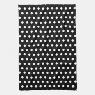 Black and White Polka Dot Pattern. Spotty. Tea Towel