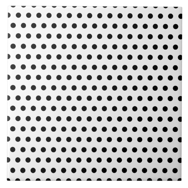 Black and White Polka Dot Pattern. Spotty. Tile (Front)